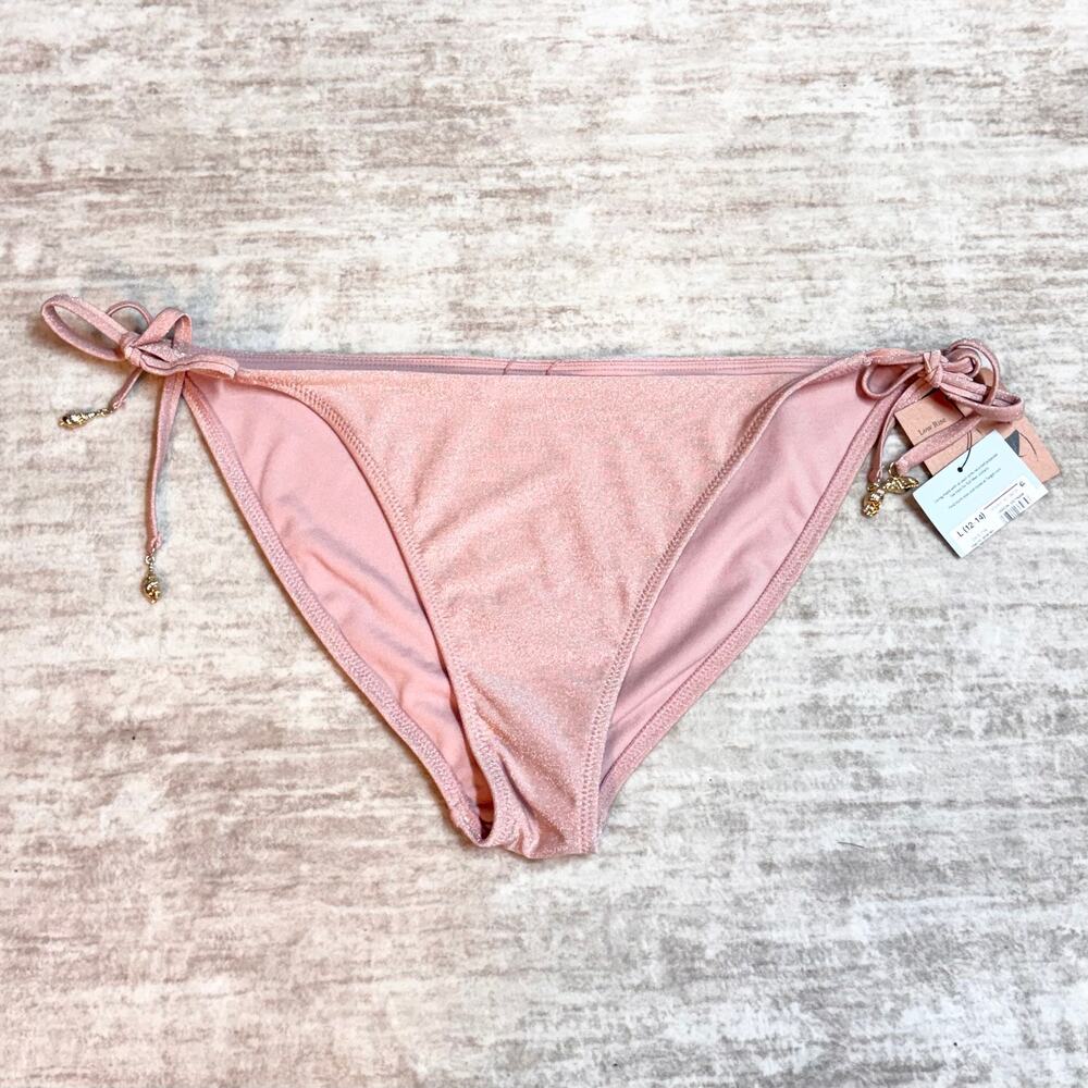 Shade & Shore Womens Large 12 14 Pink Shimmer Swim Bikini Bottom Cheeky Low Rise